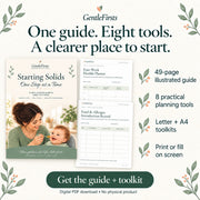 Starting Solids guide and toolkit — 49-page illustrated guide plus 8 practical tools