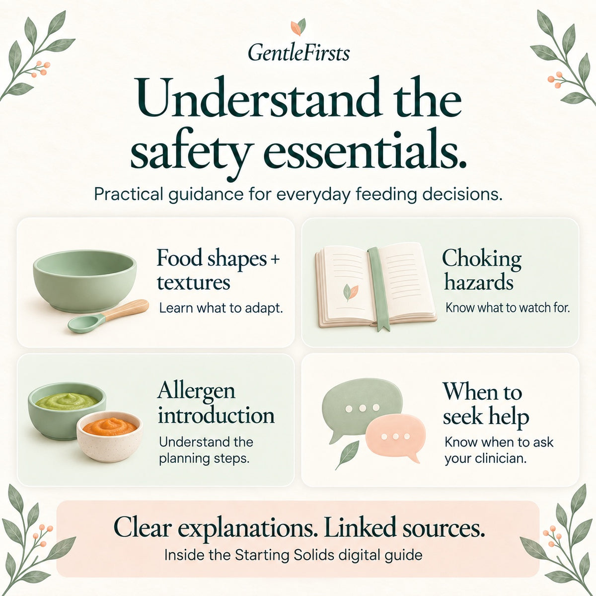 Starting solids safety essentials — textures, choking hazards, allergens, and when to seek help